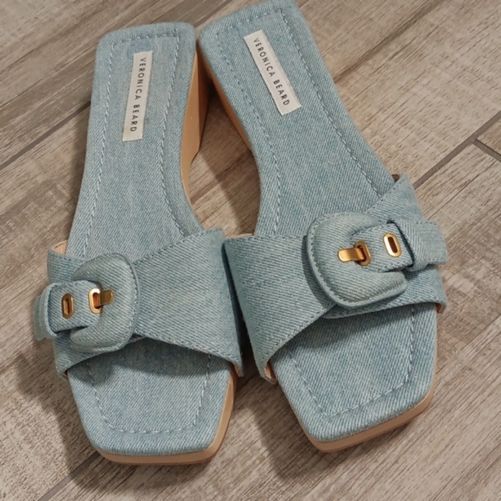 New! Veronica Beard..Davina Denim Clog/Slides.. - image 3